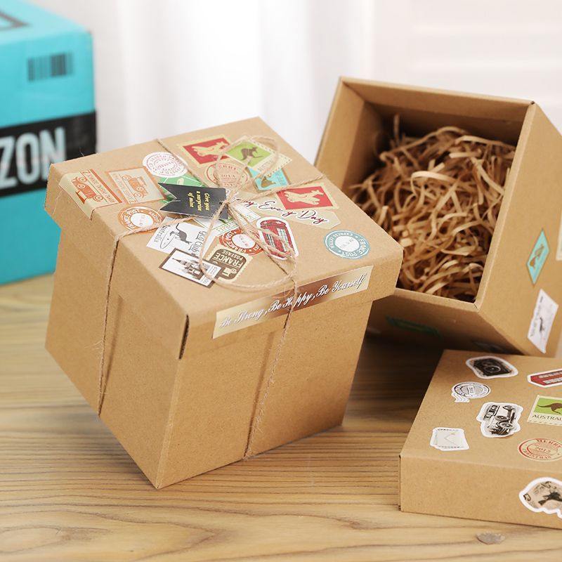 复古宫廷礼物盒牛皮纸生日礼盒英伦风diy礼品包装盒520送男友方形