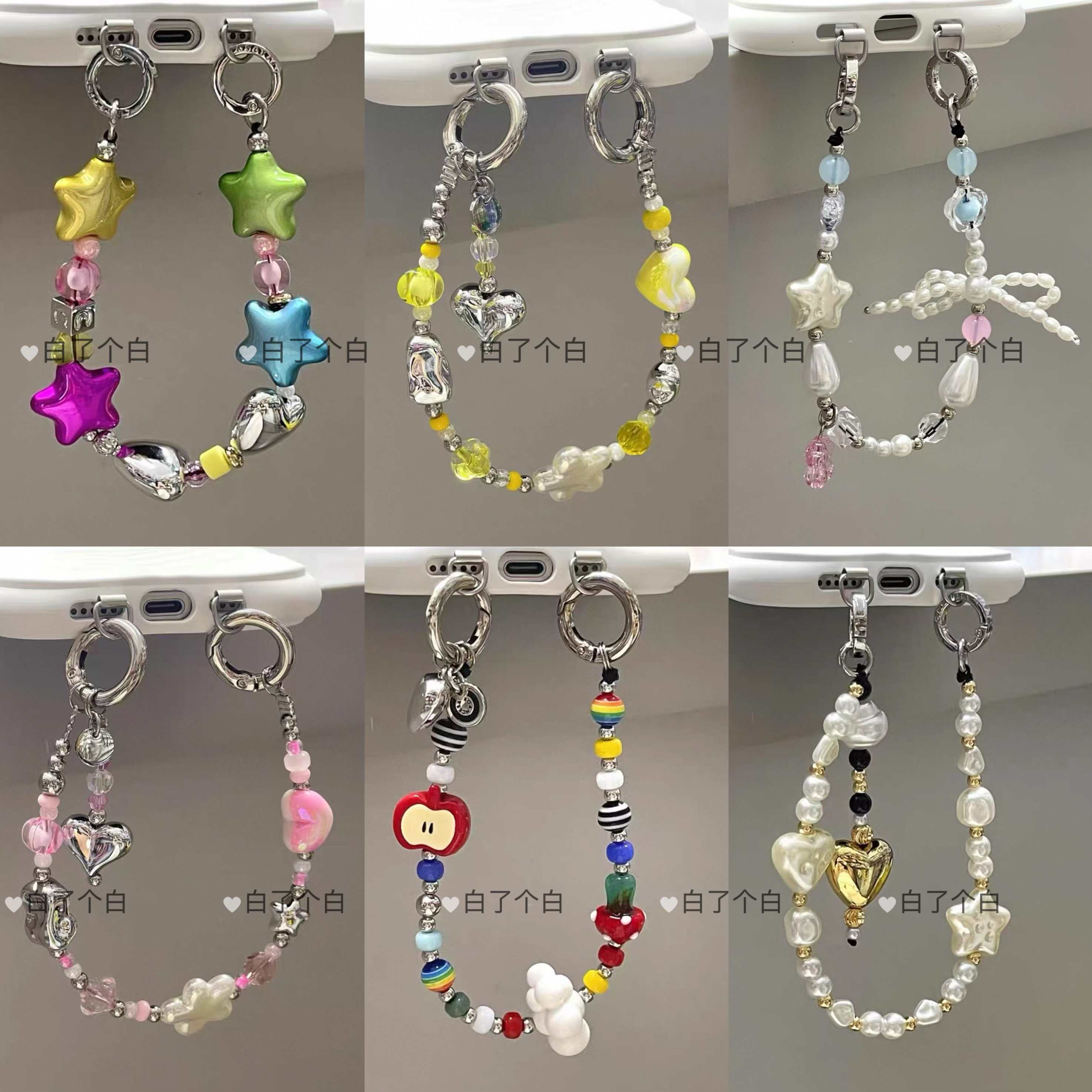 双耳手机链条手工日韩简约高级装饰配件创意挂绳挂饰可爱便携防丢