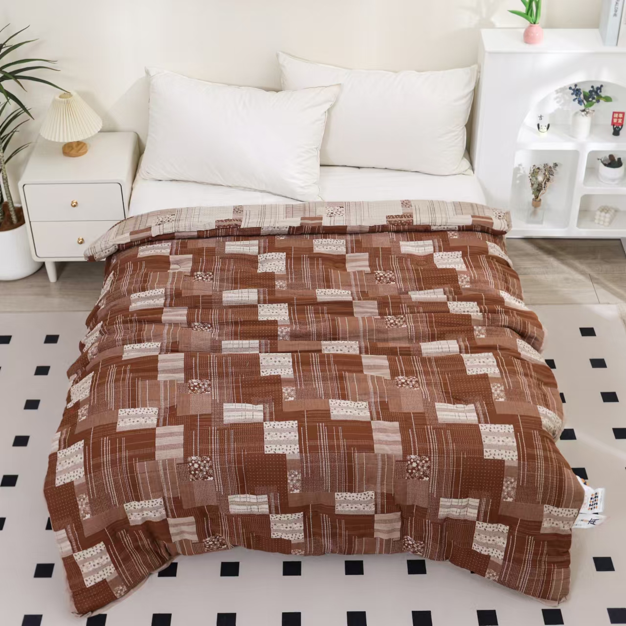 M【行简】 150*200cm高奢双层纱色织提花驼绒大豆蛋白被