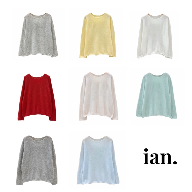 【ian】软绵绵 简约圆领长款100绵羊毛套头羊毛衫