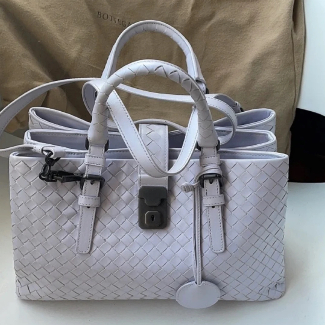 95新 BOTTEGA VENETA/葆蝶家 BV编织淡紫色手提斜挎包25120127-01