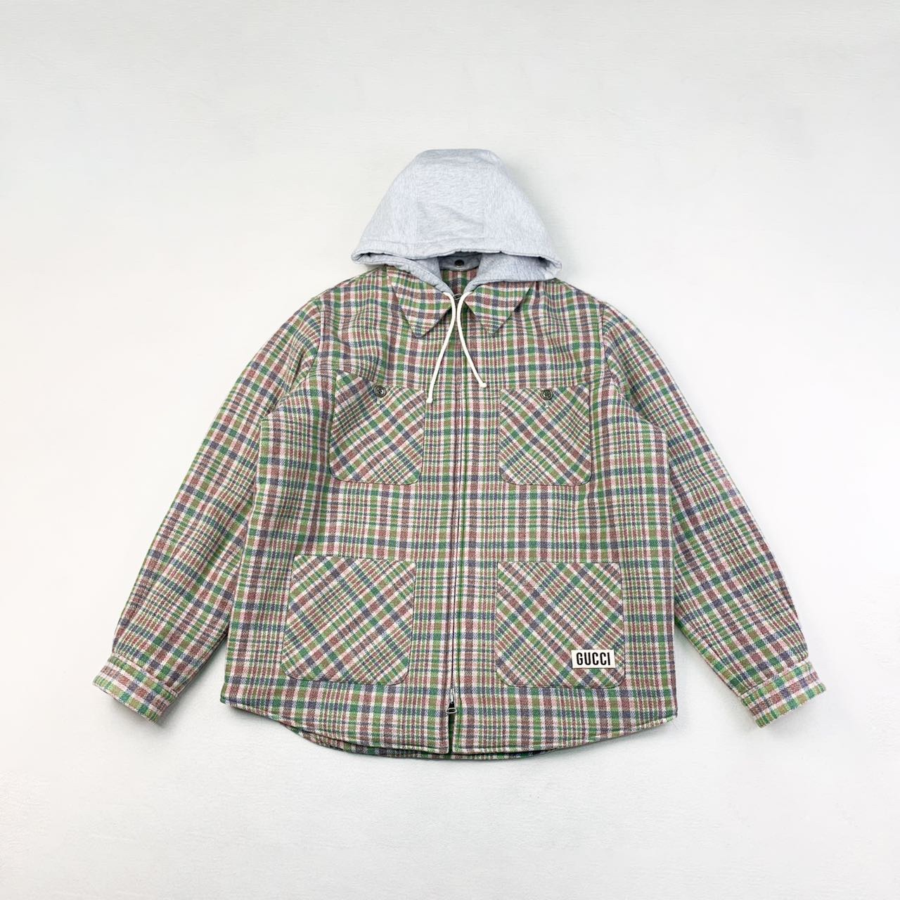 未使用 GUCCI/古驰 格纹logo连帽夹克外套46码编码xb4471