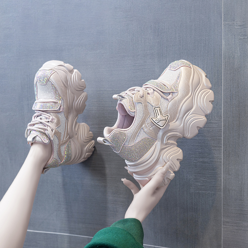 增高11-14cm老爹鞋女鞋2025年夏季舒适百搭厚底透气休闲鞋569-15