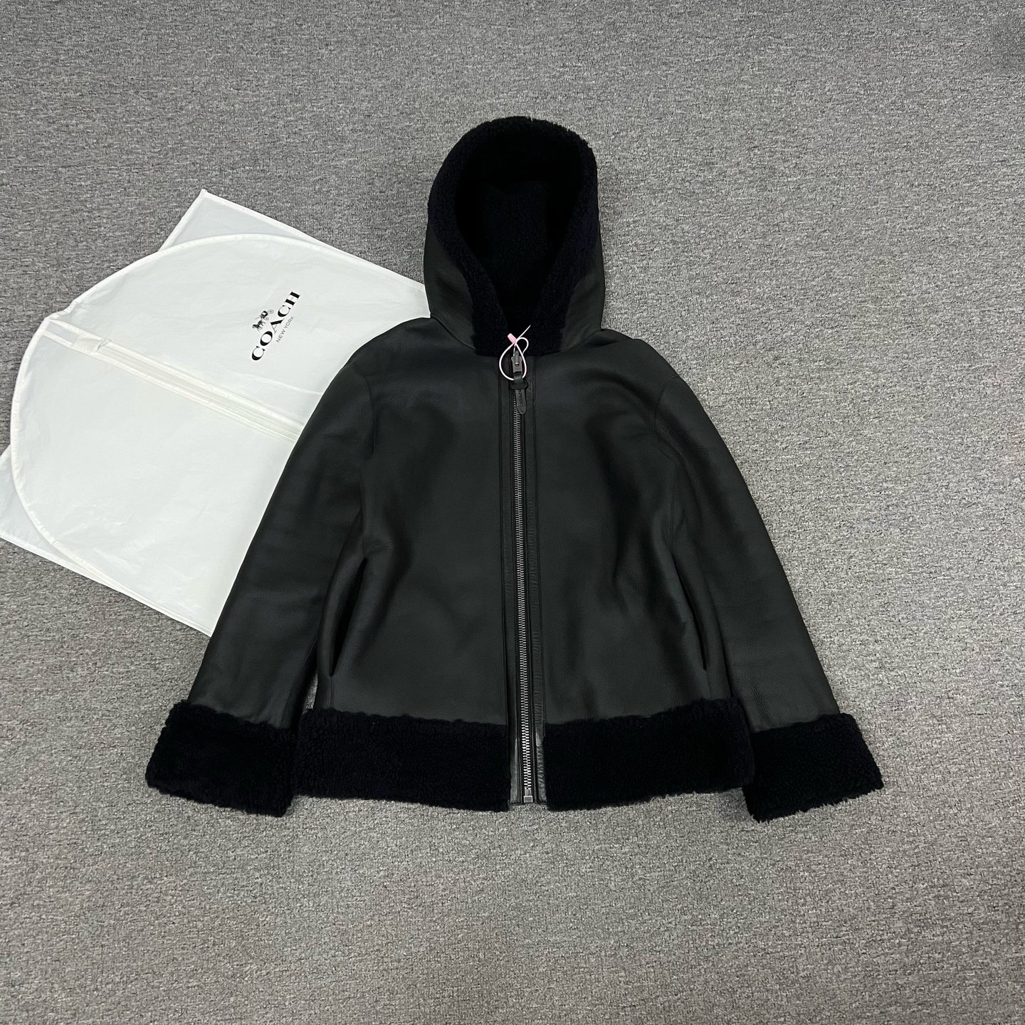 99新 AMIPARIS coach 皮毛一体大衣 双面可穿