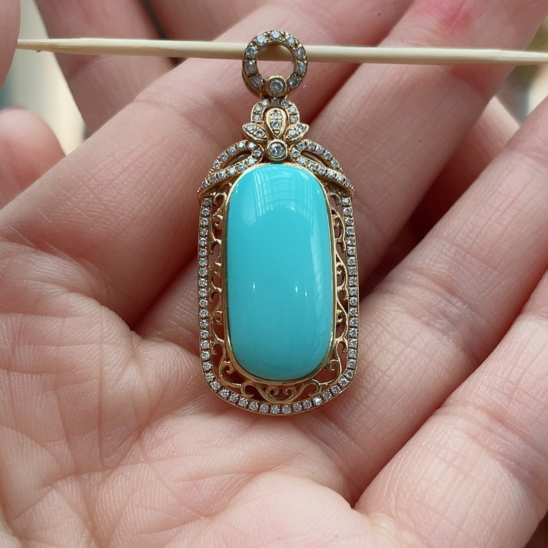 绿松石戒指18K金镶嵌