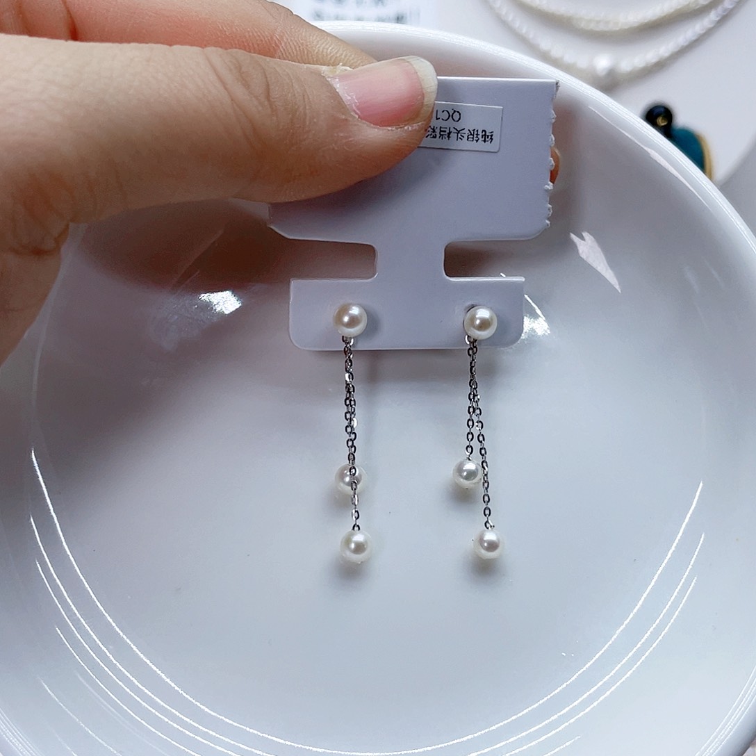 银S925镶嵌耳饰淡水珍珠⊹****✧