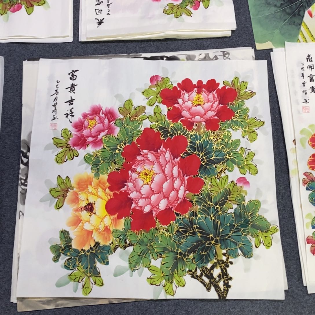 国画68✖️68金线牡丹花