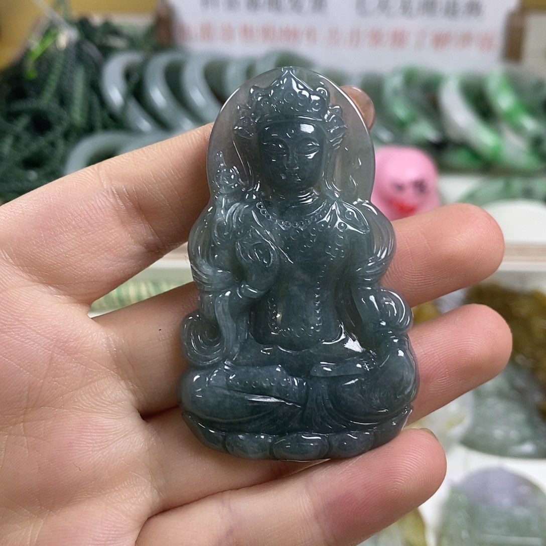 翡翠未镶嵌颈饰1-13翡翠A货挂件