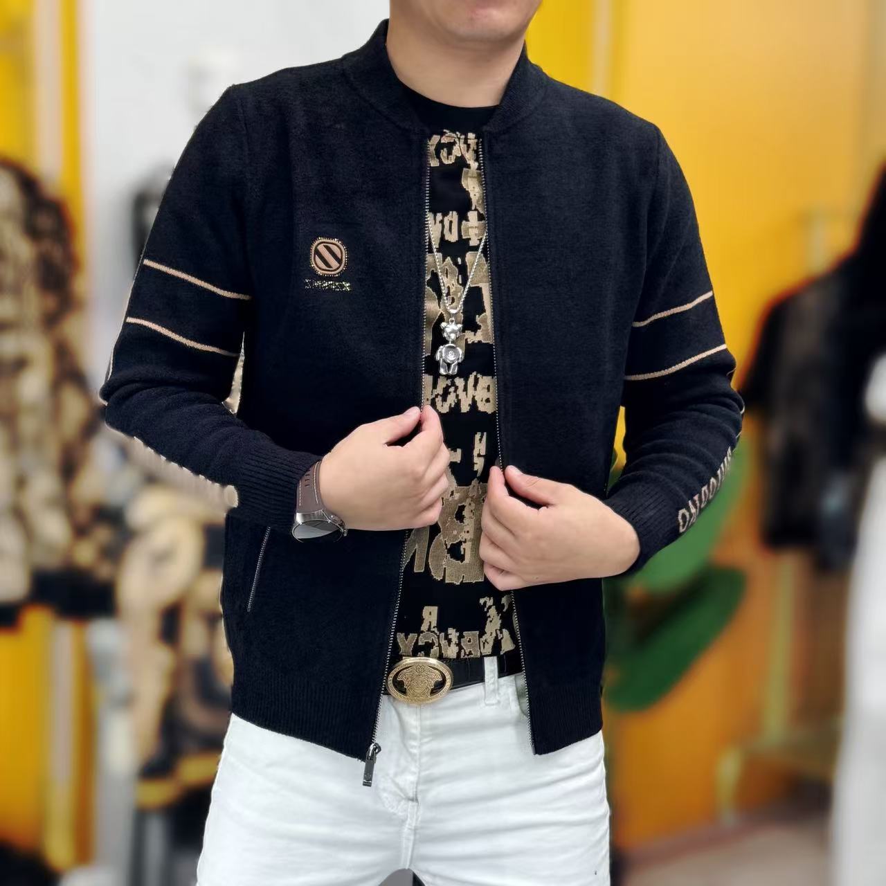 2606秋季新款时尚男士修身男士针织开衫
