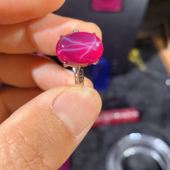 戒指银S925镶嵌红宝石