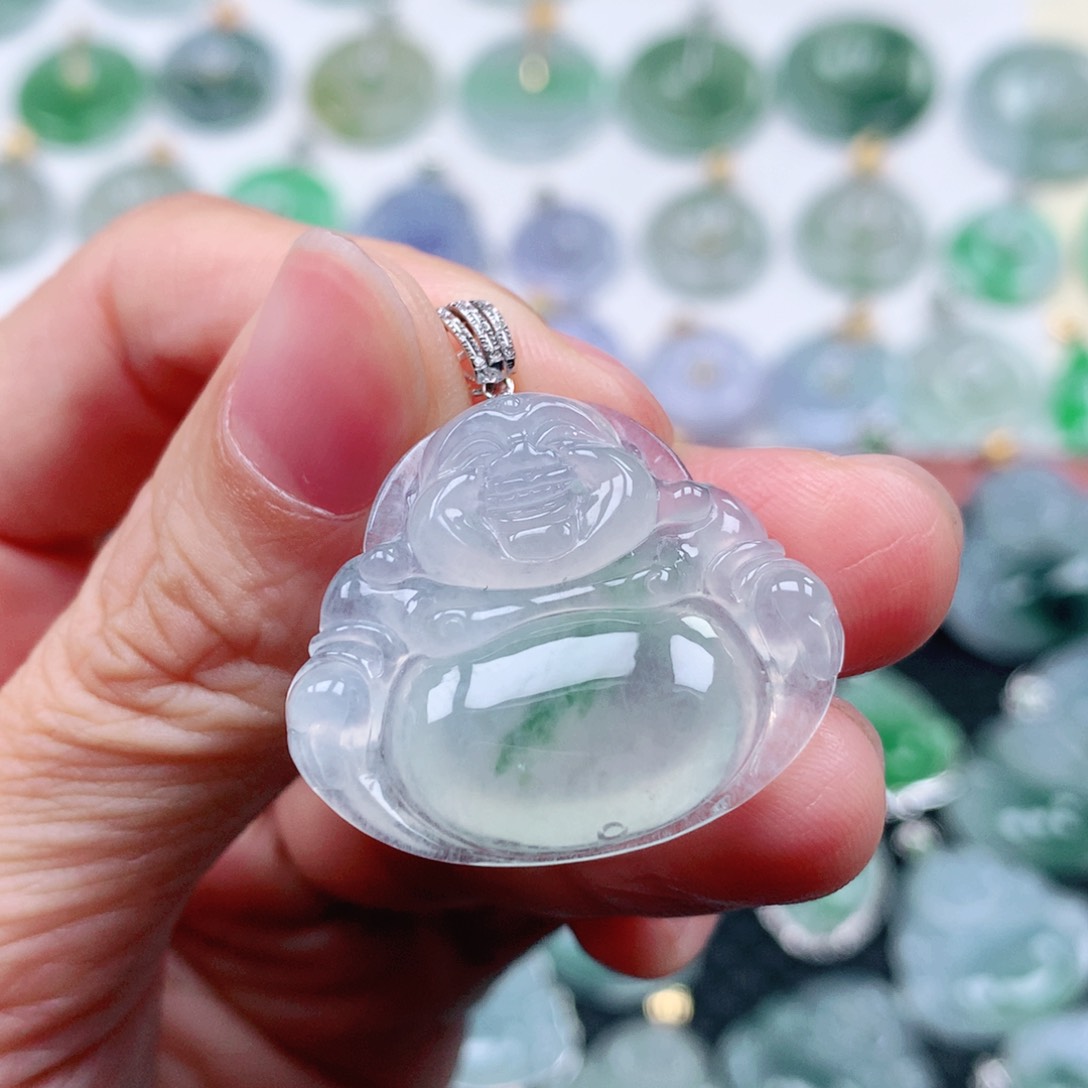 翡翠吊坠(不含链)18K金镶嵌