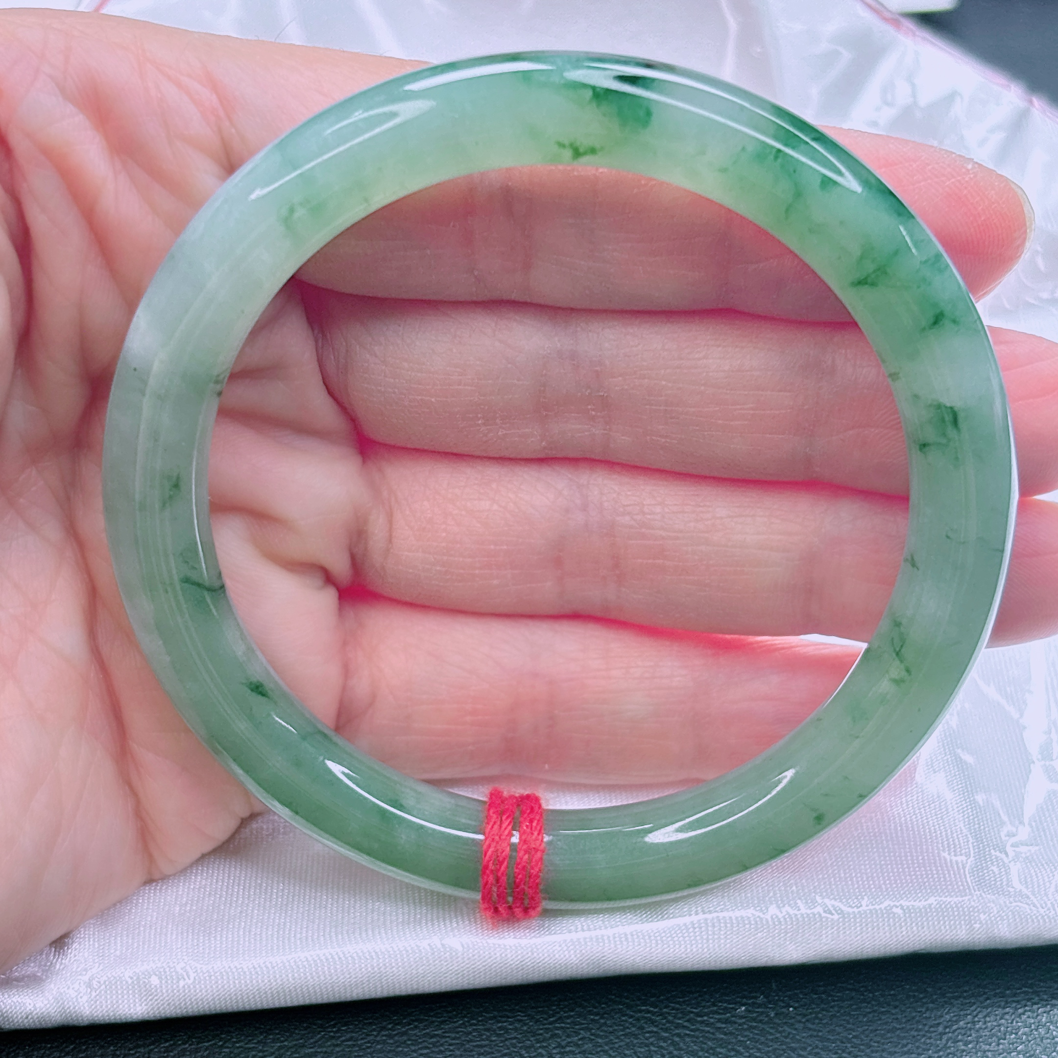 缅甸天然A货翡翠55-57圈飘花手镯