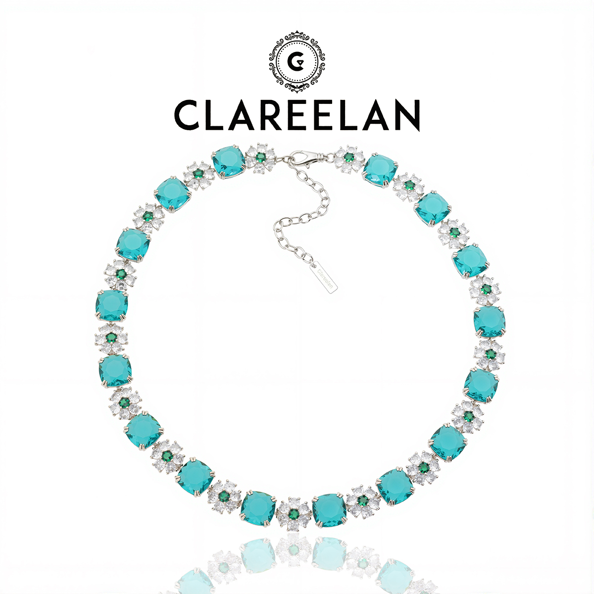 Clareelan 黄铜锆石耳饰 【秘境】蓝色轻奢气质小众套装