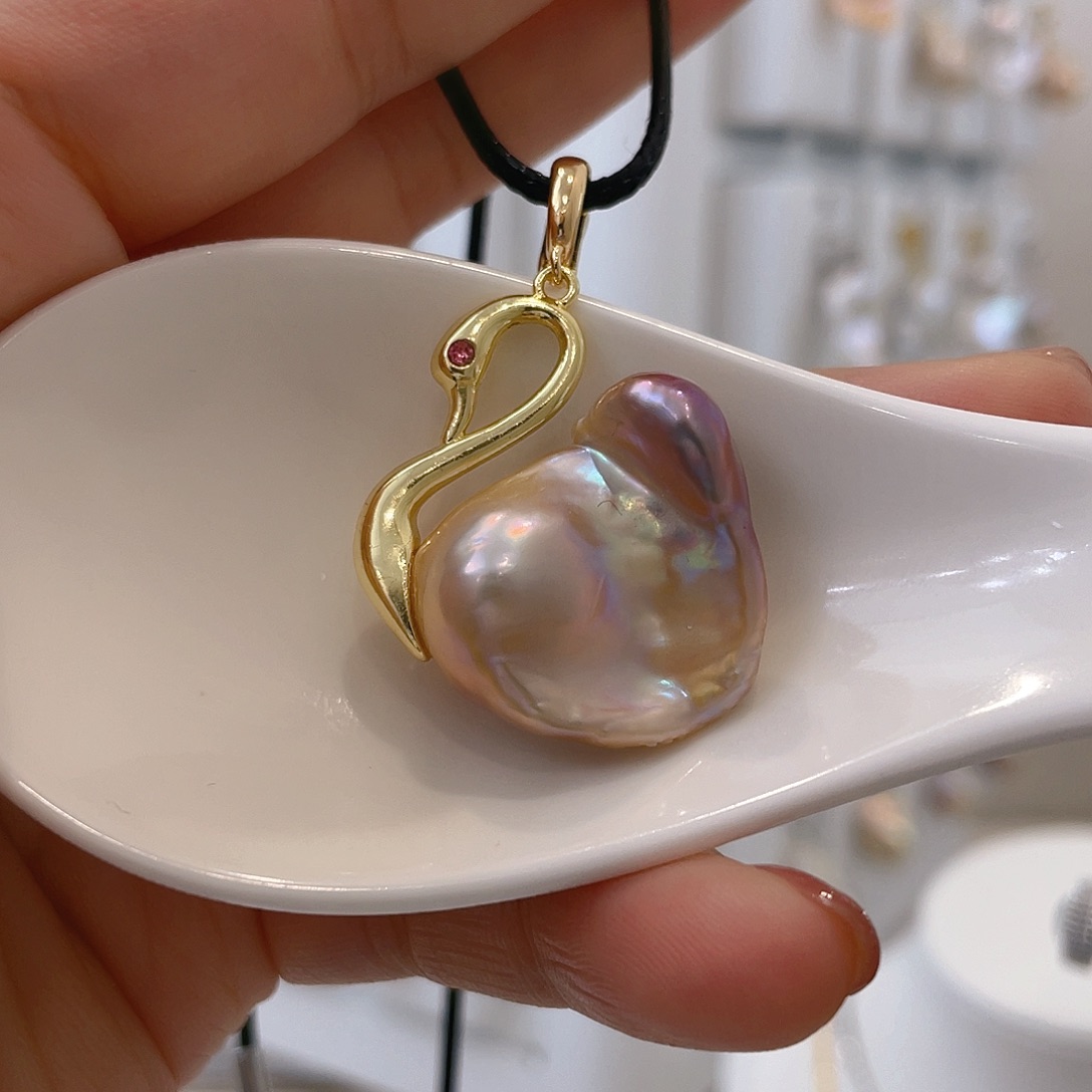 淡水珍珠天然珍珠巴洛克银S925镶嵌常****a