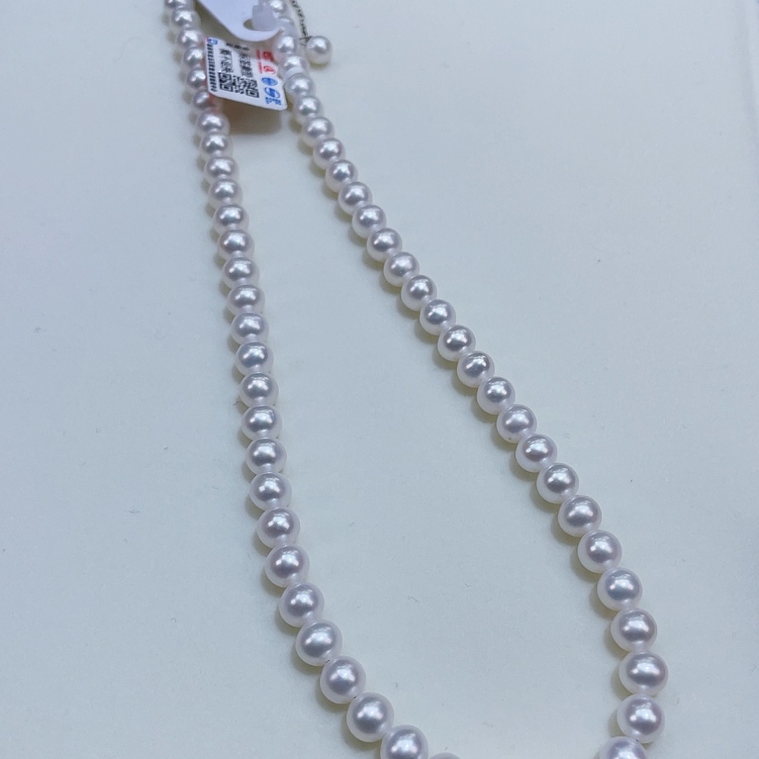 淡水珍珠颈饰银S925镶嵌6/7冷白赛澳白项链