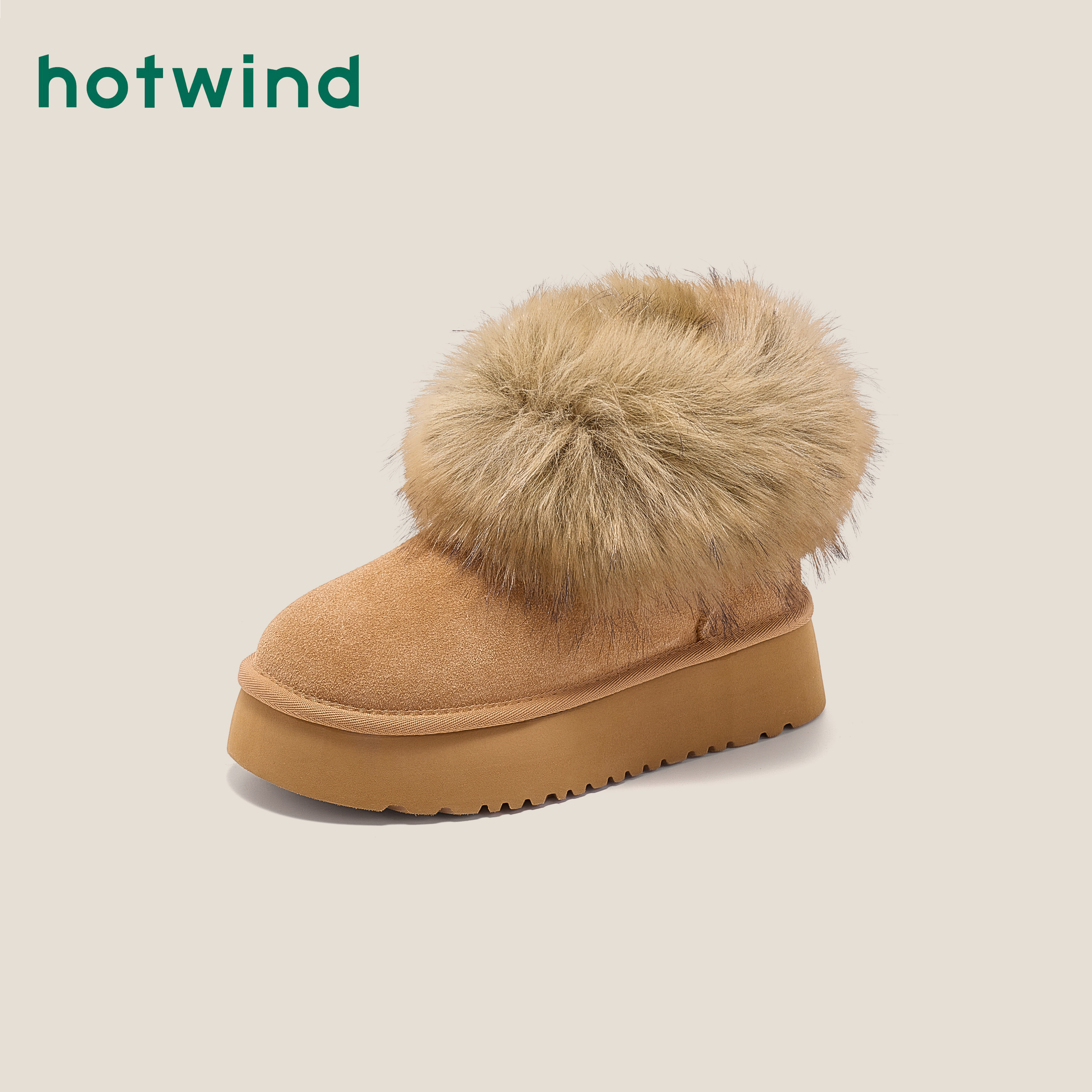 【初见倾心】热风2025年冬季新款毛绒爆款时尚雪地靴女加绒加厚保暖