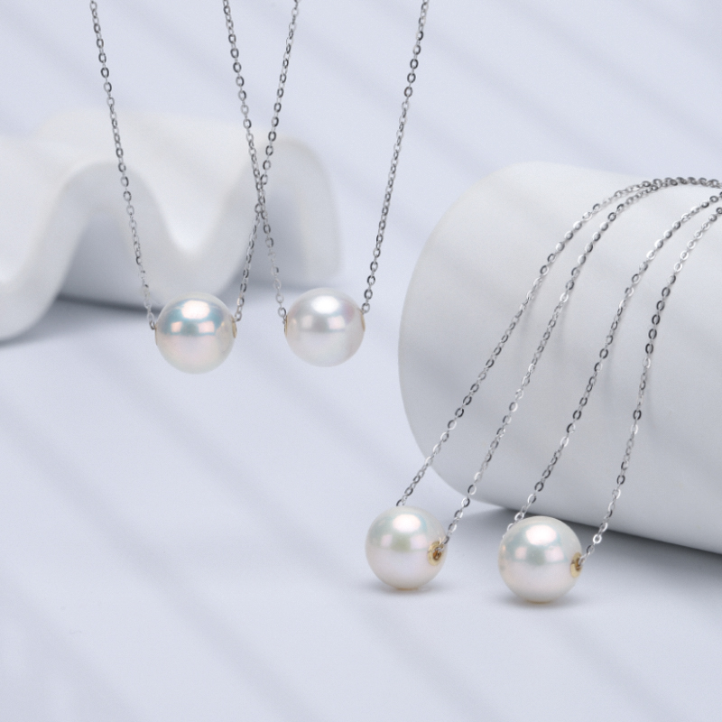 18k金ak淡水路路通 淡水珍珠 9mm 约  多样性发1 带链