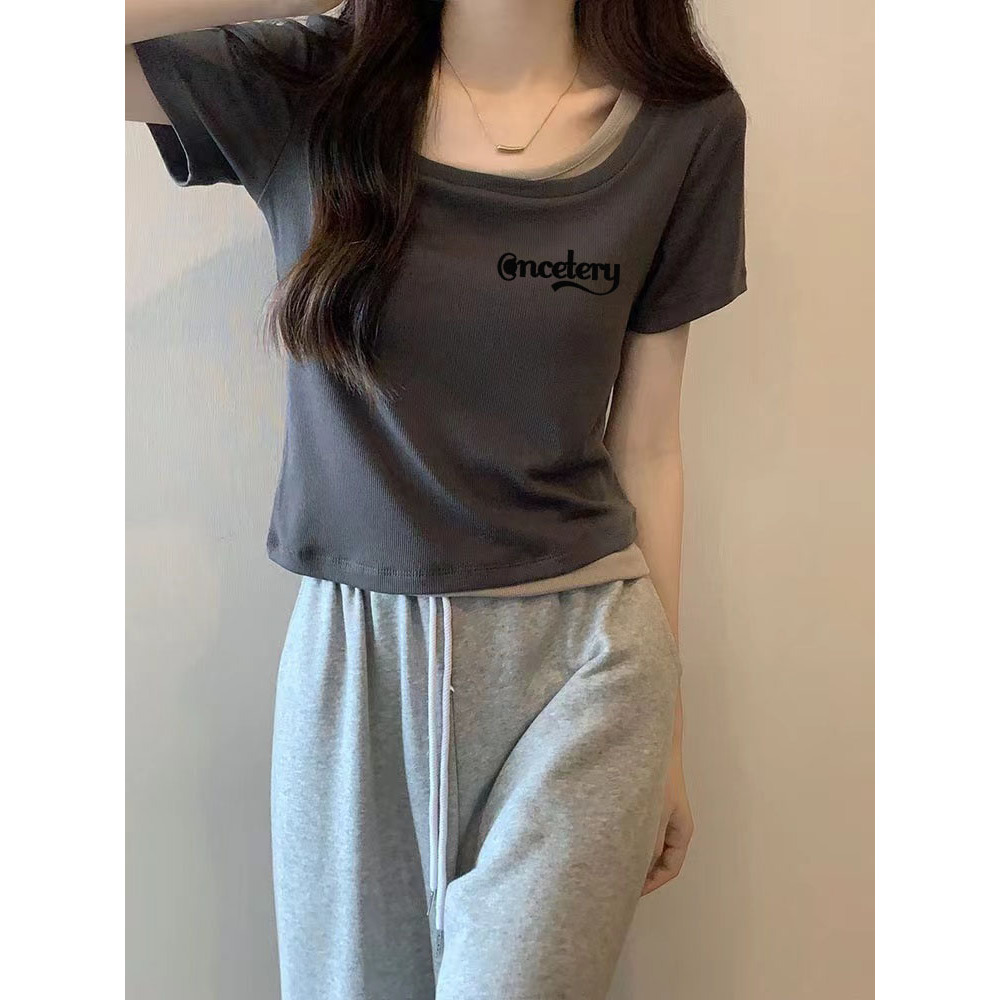 【玉玉6601-6800】2025新款夏季短袖宽松上衣显瘦百搭