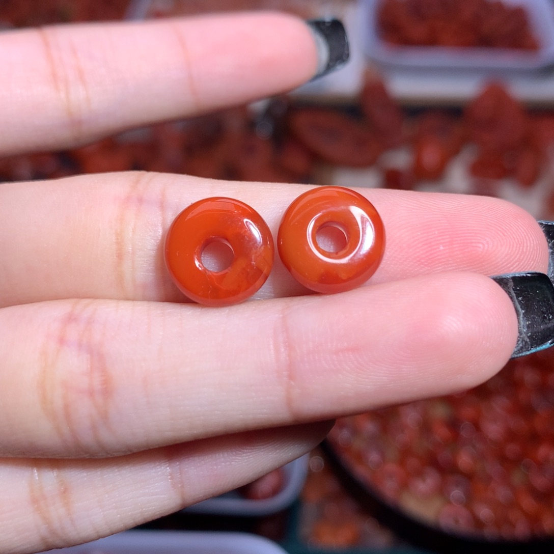 公***幽南红玛瑙未镶嵌珠宝半成品甜甜圈2