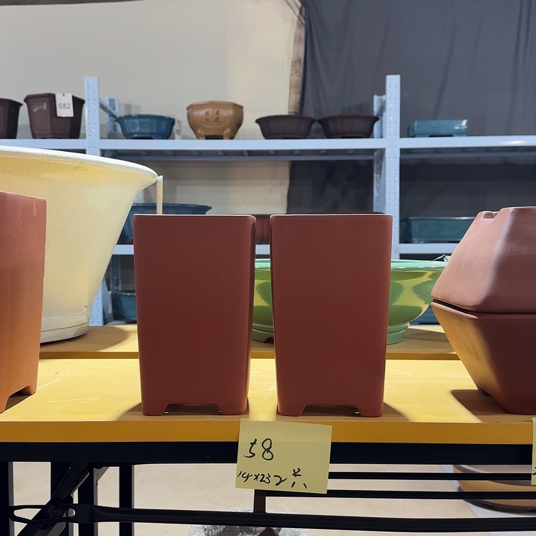 紫砂红色签筒小号一对