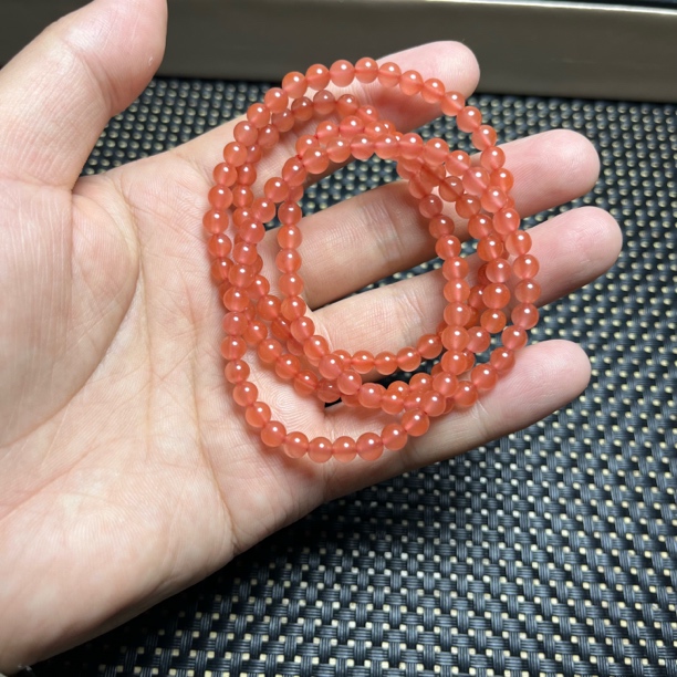 南红卡5樱桃红手串