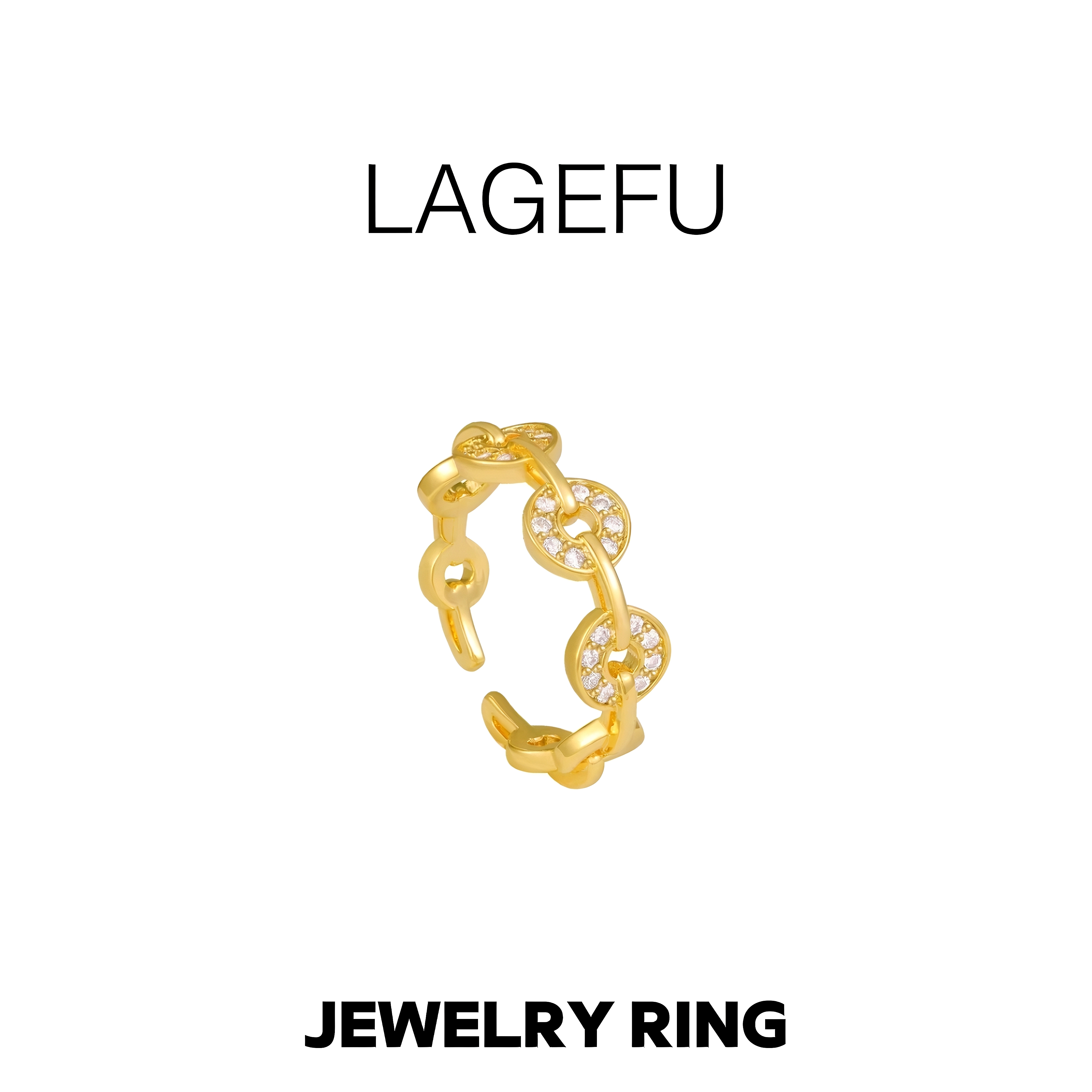 合金锆石戒指 【小财迷铜钱】经典高定轻奢时尚简约可调节指环DN819