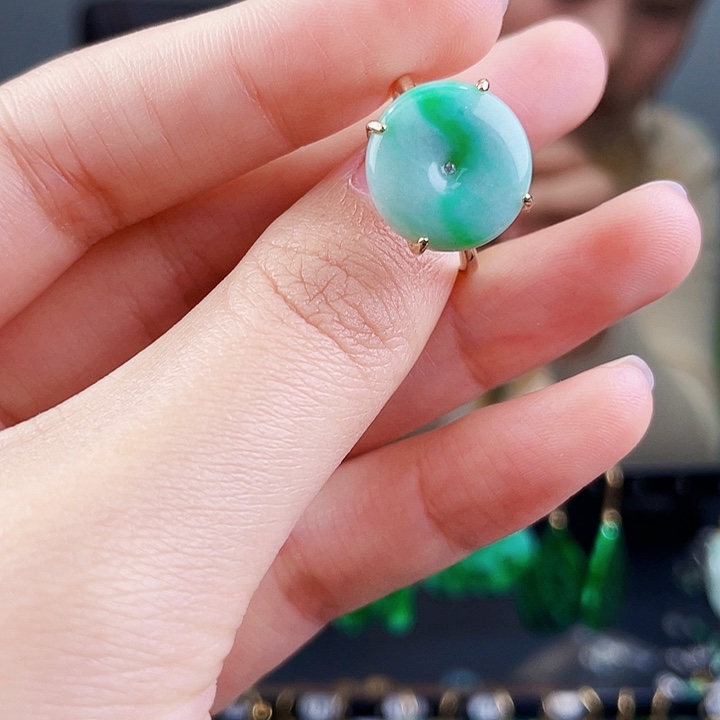 翡翠戒指银S925镶嵌饰品