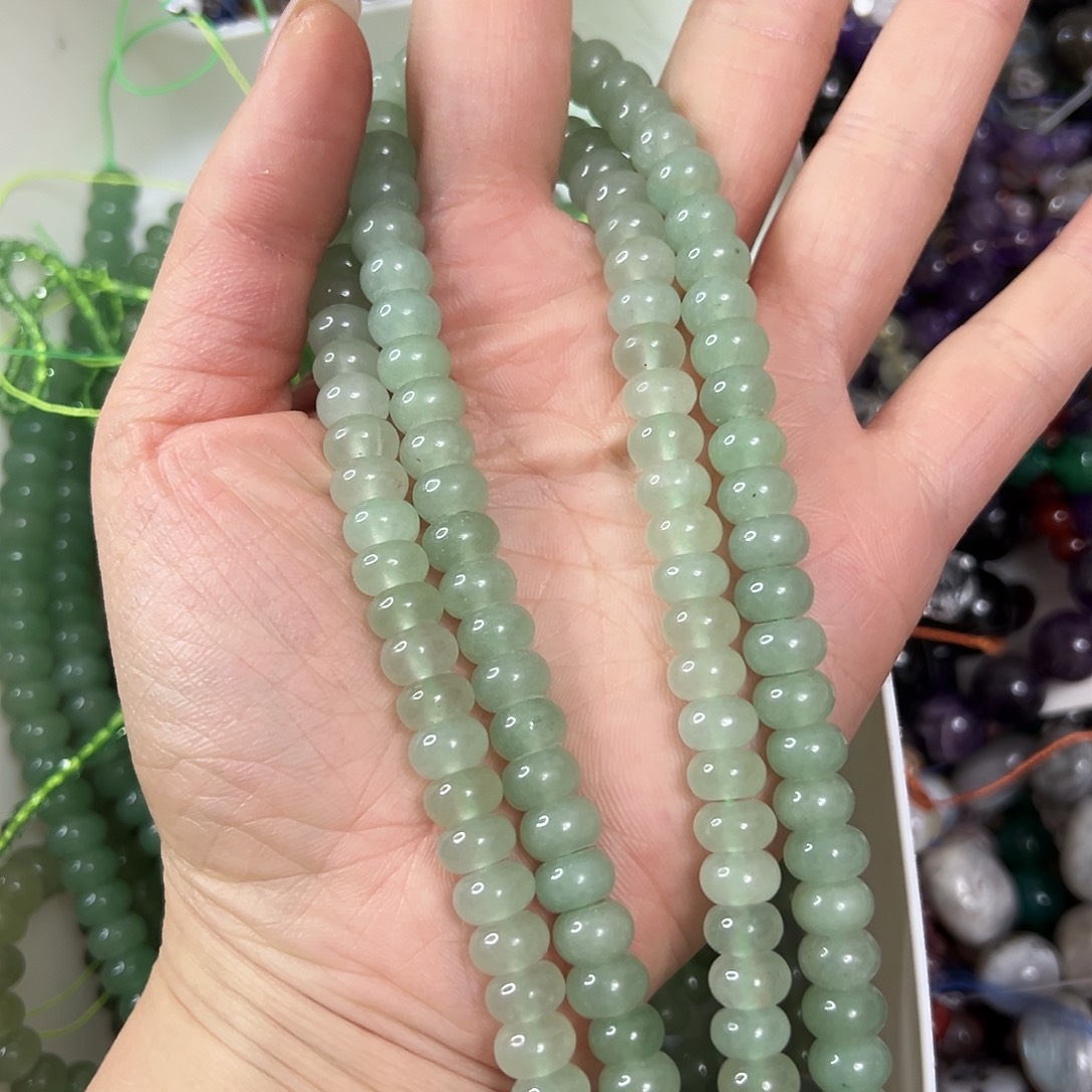 玛瑙/玉髓合金珠宝半成品，卡8绿东陵算盘一条