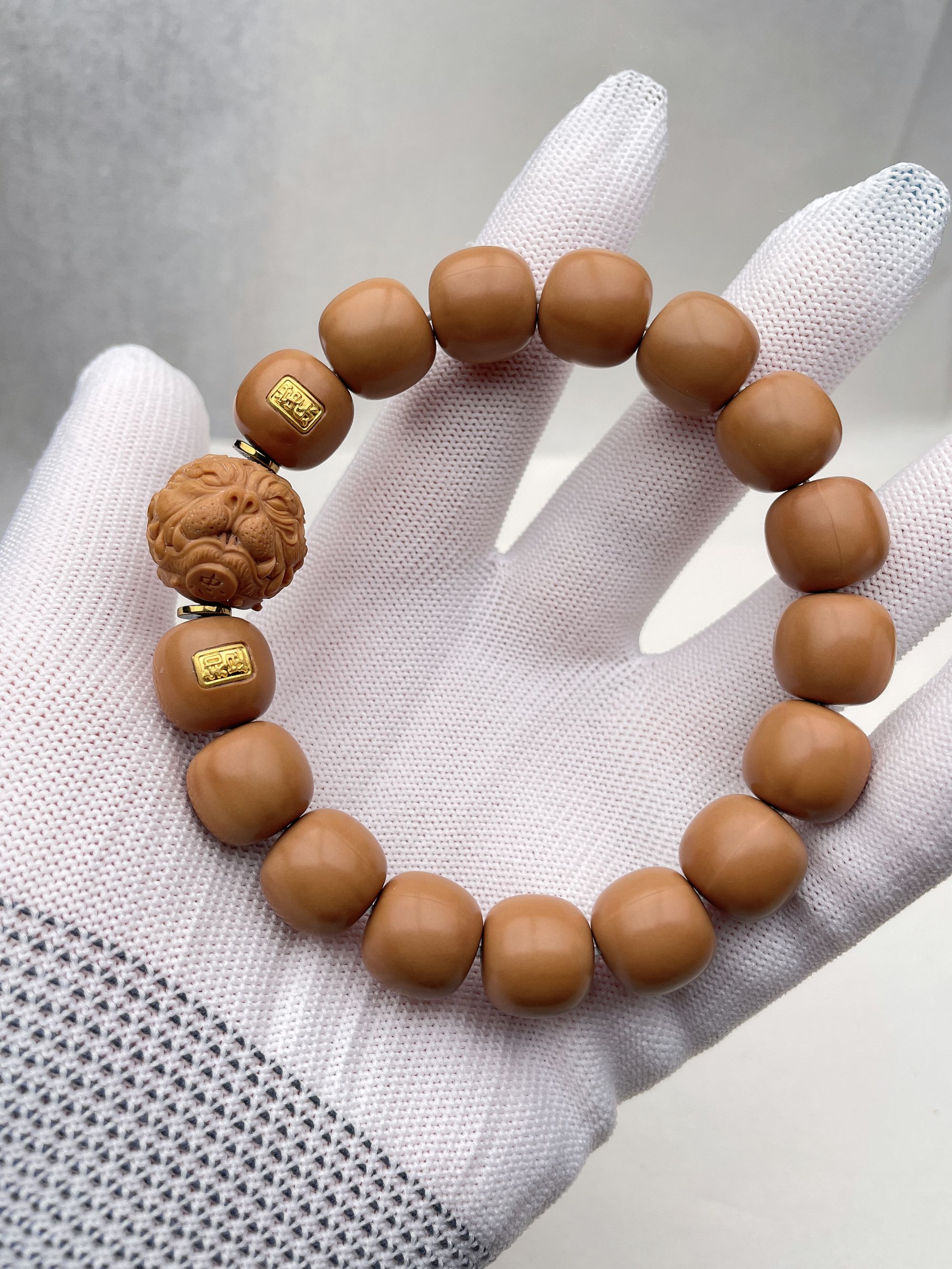 【欢喜出品&龙炎】纯手工全品猴头核桃手串带狗王雕刻+金标