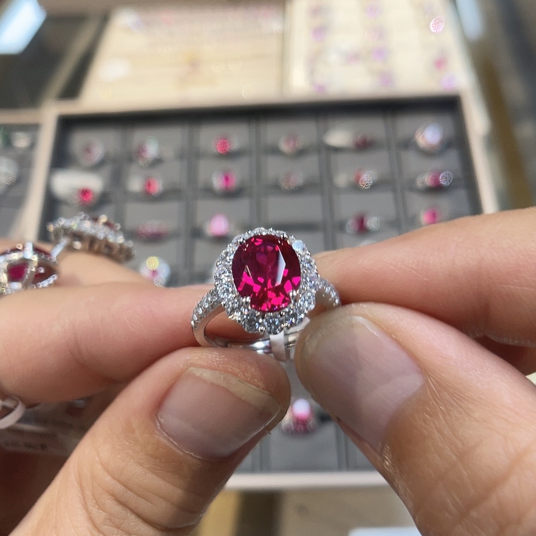 925银培育宝石实心s925银镶