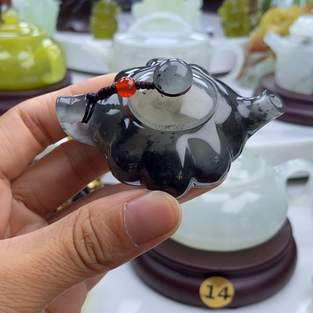 岫玉未镶嵌四大名玉手把壶