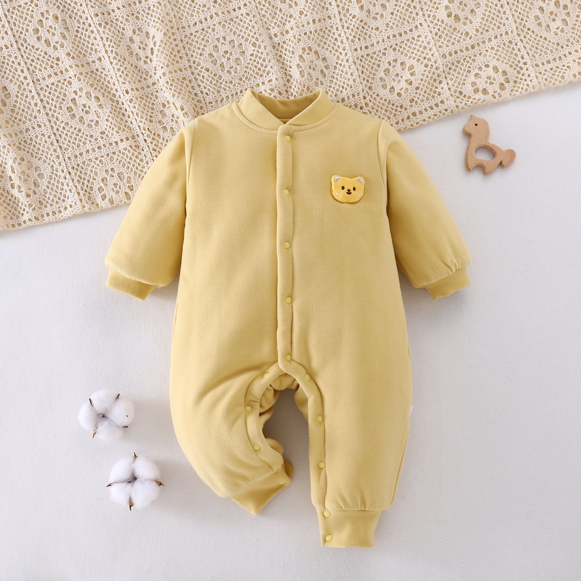 新生儿婴儿300克棉花衣休闲风冬季爬爬服睡衣连体衣保暖秋冬哈衣