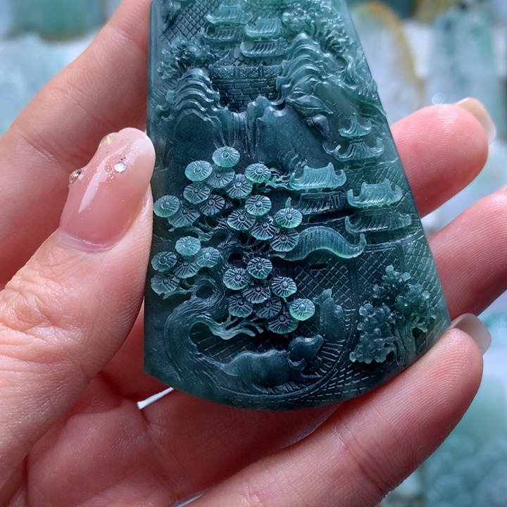 瀚***众定制翡翠未镶嵌山水