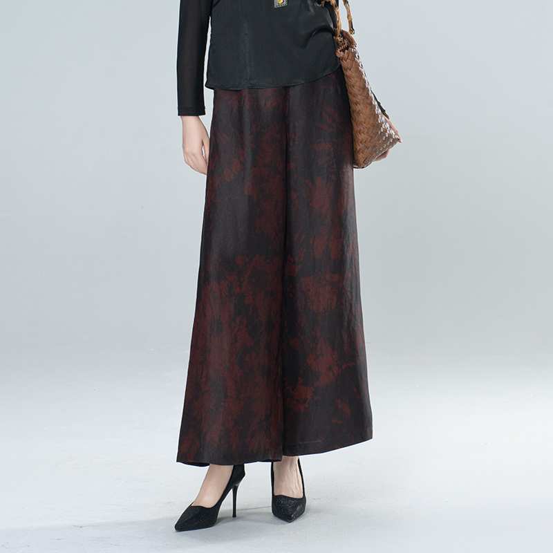 香云纱（檀樱）扎染休闲国风新中式百搭中国风阔腿裤---60154