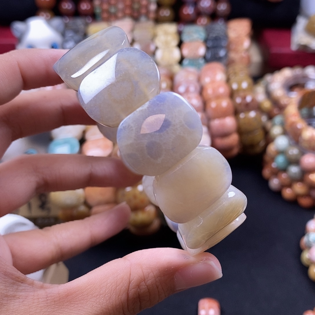 冷***血未镶嵌手牌硅化珊瑚（珊瑚玉）