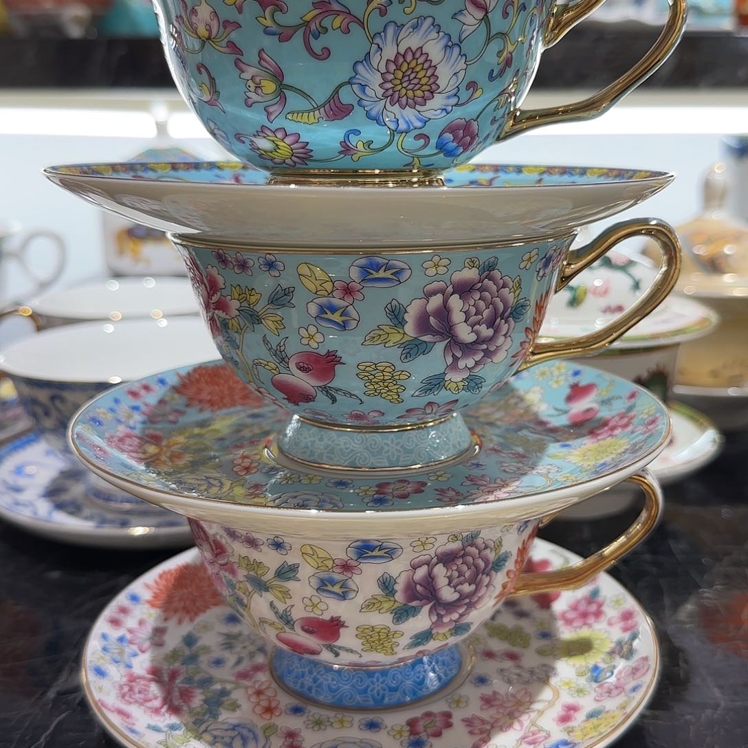 我***丽骨瓷珐琅彩工艺制作6套