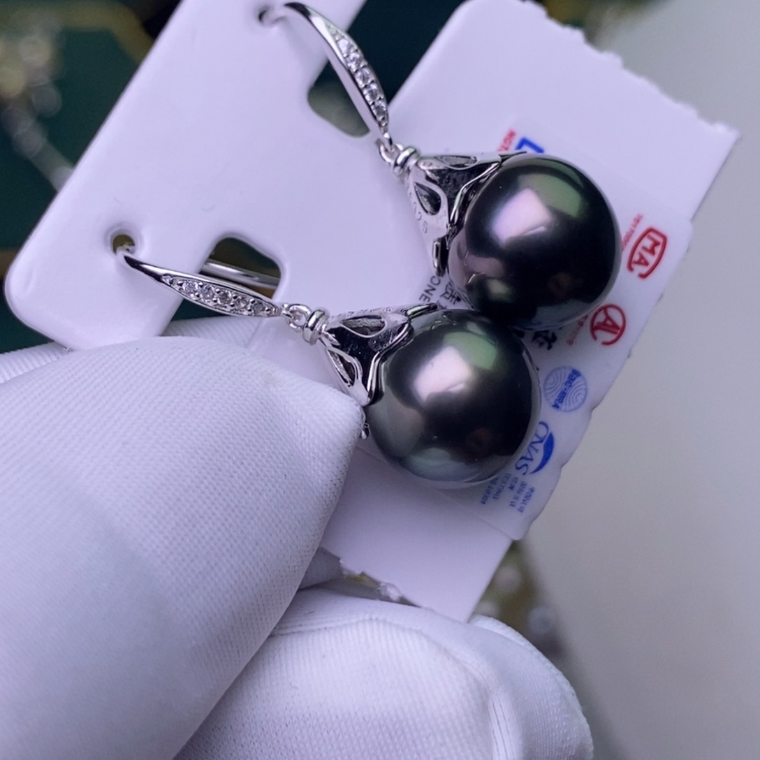 海水珍珠耳饰银S925镶嵌