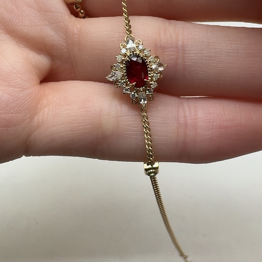 红宝石18K金镶嵌手链