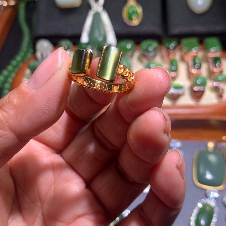 和田玉戒指银S925镶嵌