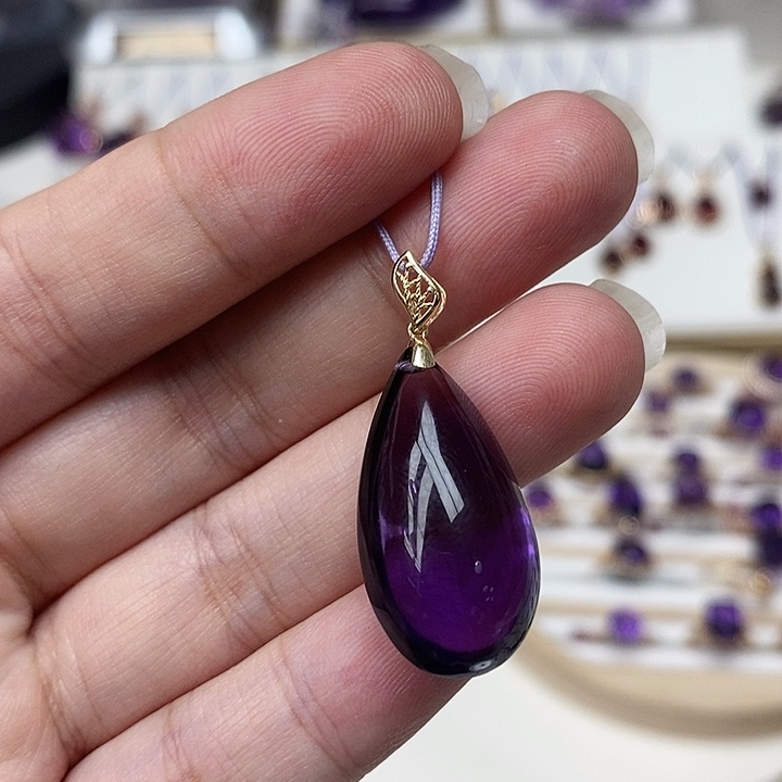 紫晶吊坠(赠链)18K金镶嵌紫水晶吊坠