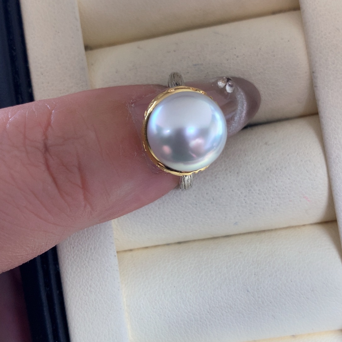海水珍珠戒指银S925镶嵌