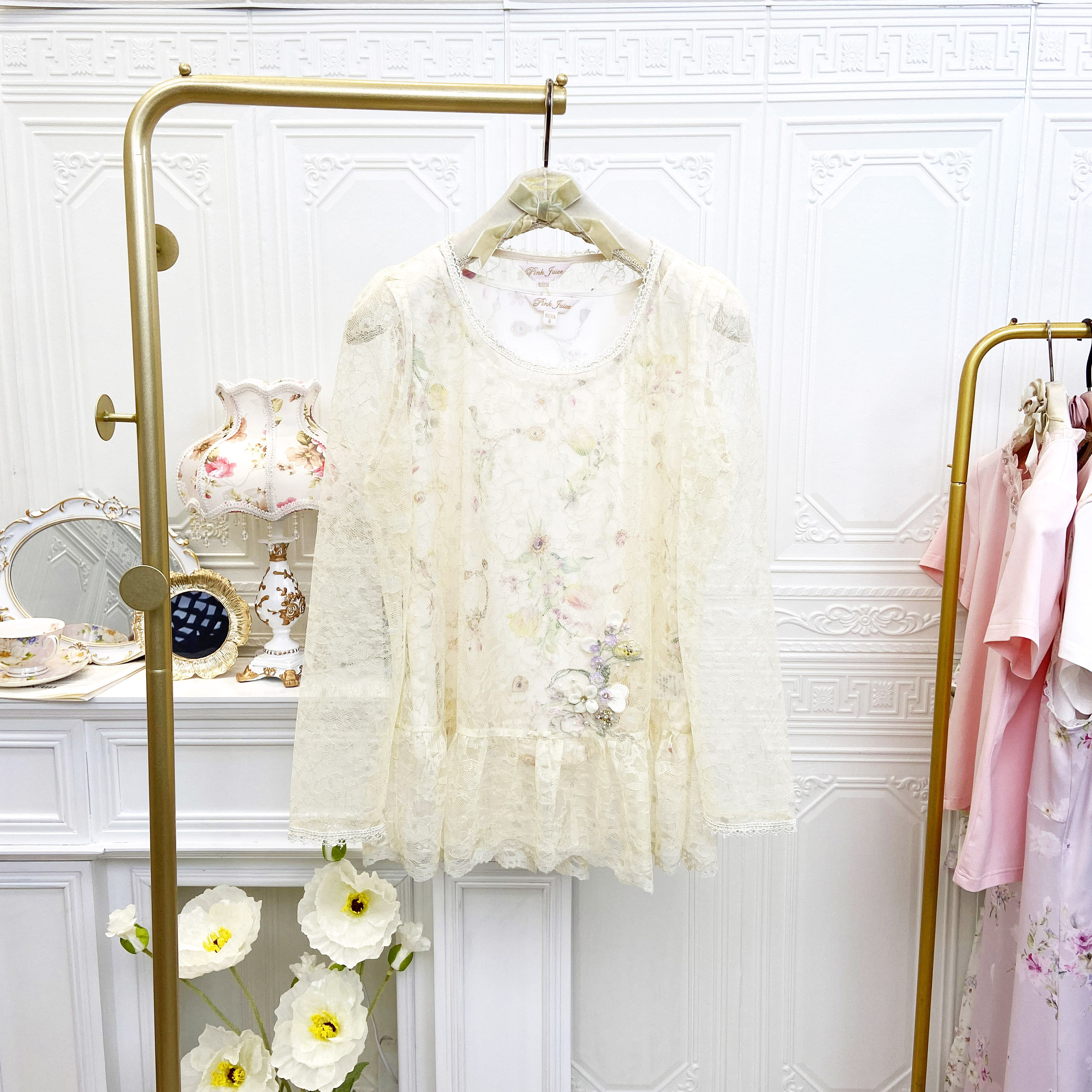 小衫夏季新款时尚通勤背心两件套蕾丝气质法式甜美aos1025