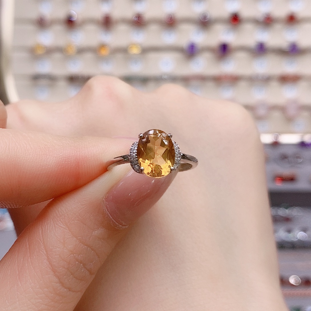 戒指银S925镶嵌水晶戒指