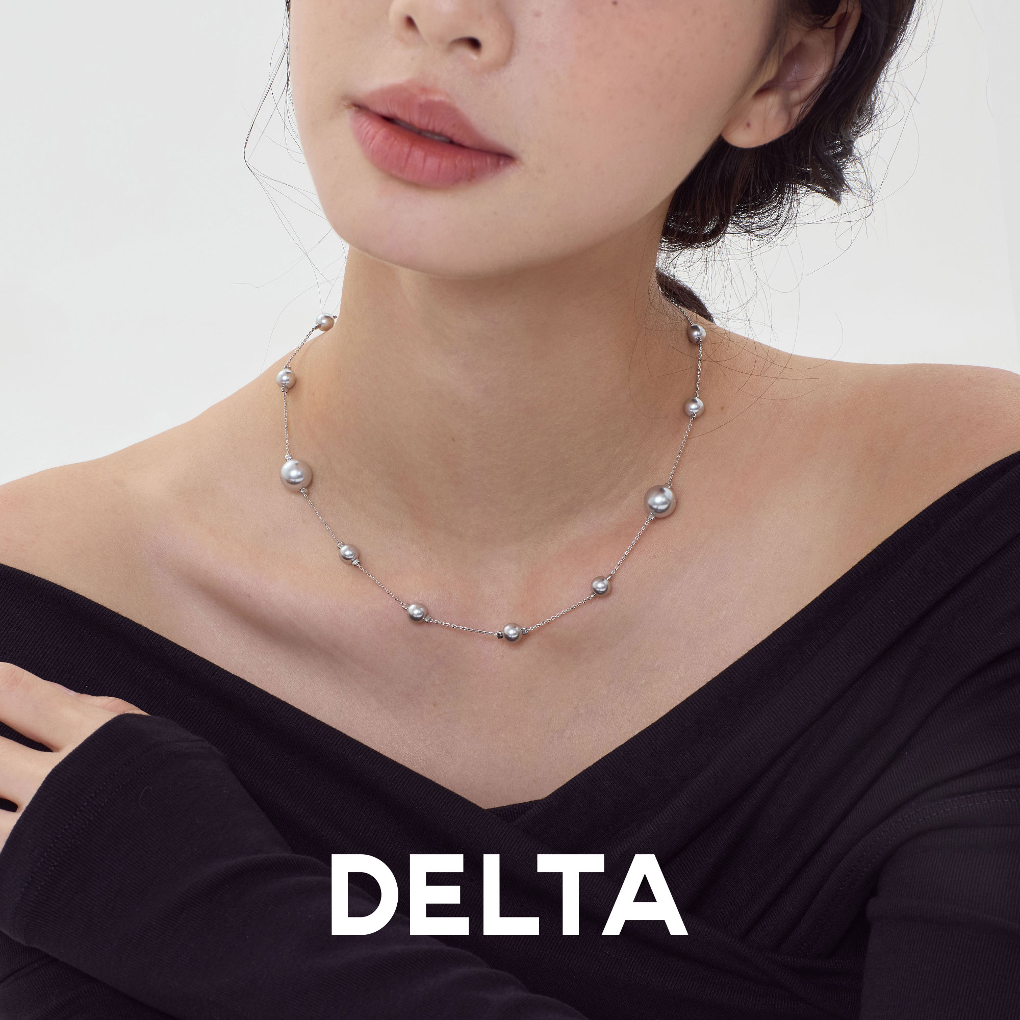 DELTA 坠链均925银仿珍珠 满天星项链气质轻奢锁骨链时尚毛衣链