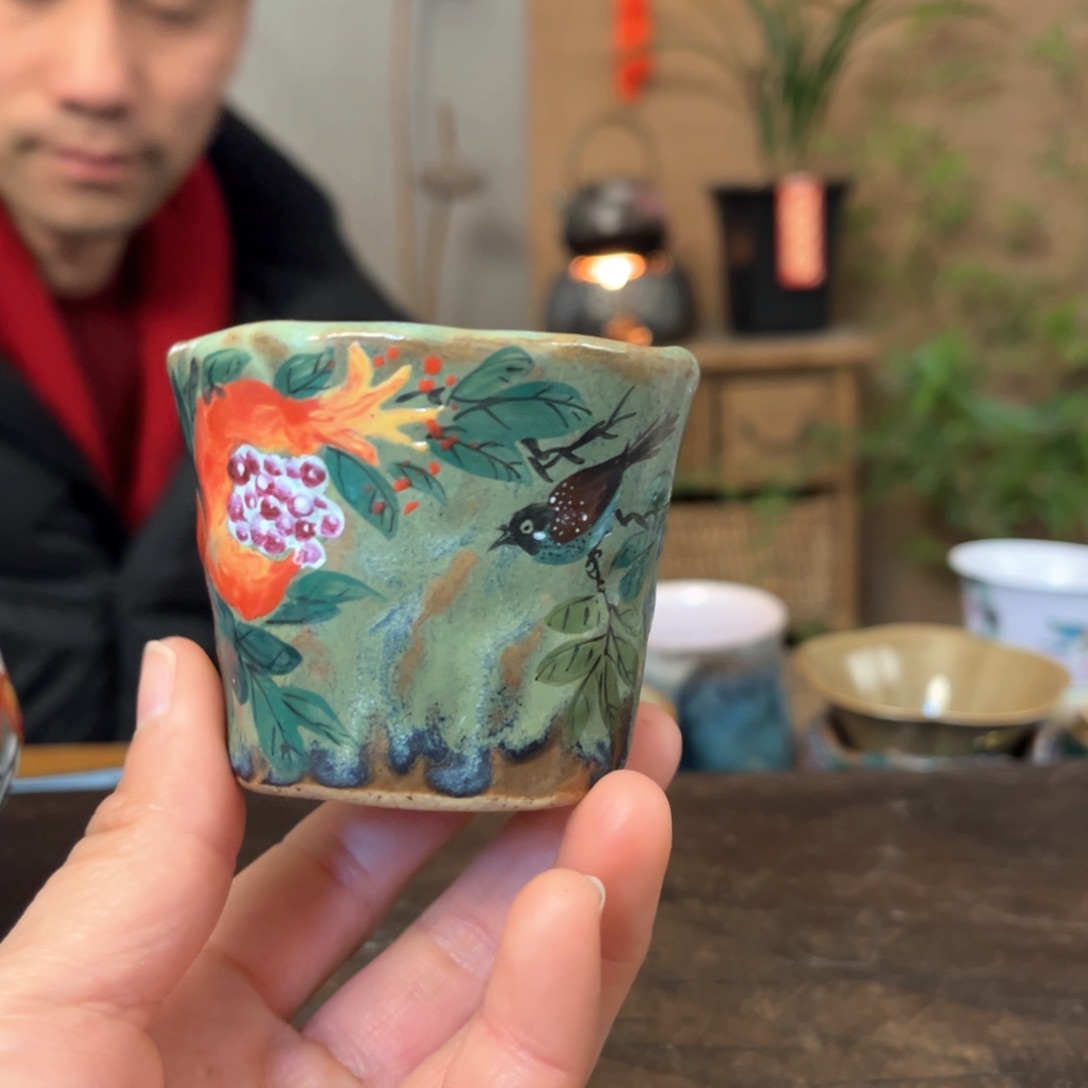 杯景德镇柴烧手绘杯