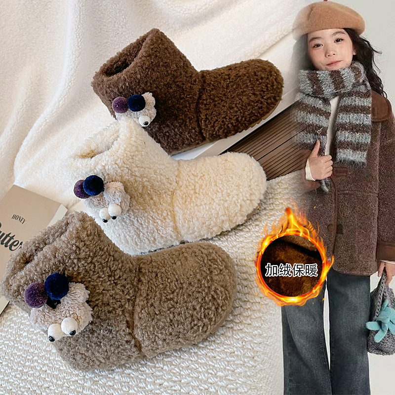 童鞋魔术贴套筒平底坡跟女冬季雪地靴保暖婴儿软底秋冬糕糕毛棉鞋