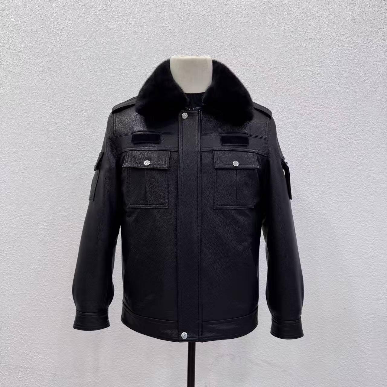 宸笙【小生严选】山羊皮工装男獭兔内胆水貂毛领内胆可拆卸男士皮衣