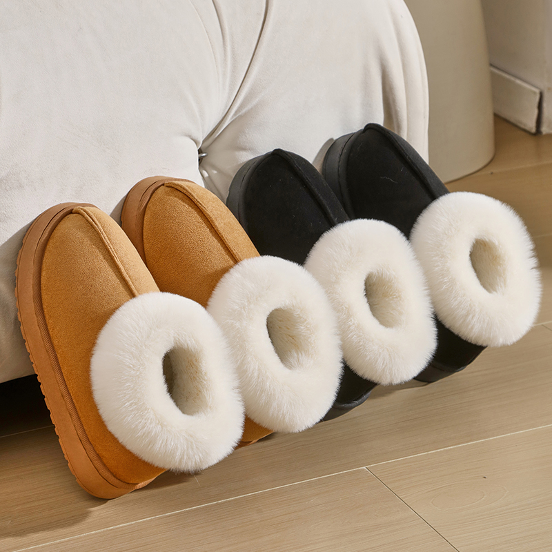 包跟棉拖鞋女士秋冬季加绒保暖厚底毛毛棉鞋外穿室内居家防滑情侣