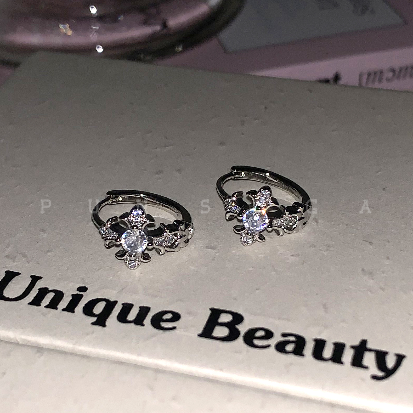 铜合金耳饰 梅姐饰品113 十字架鸢尾耳圈小众高级感耳钉耳环耳扣