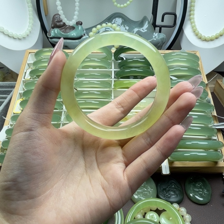 水***水蛇纹石玉合金手镯